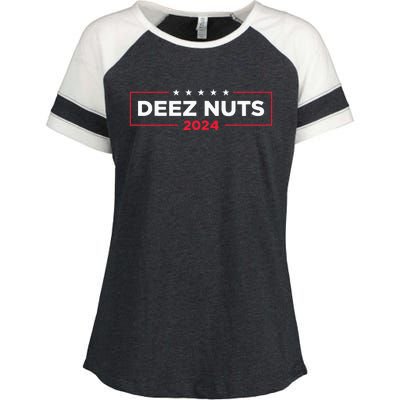 Deez Nuts 2024 Humorous Meme Campaign Enza Ladies Jersey Colorblock Tee