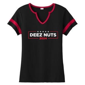 Deez Nuts 2024 Humorous Meme Campaign Ladies Halftime Notch Neck Tee