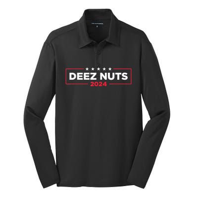 Deez Nuts 2024 Humorous Meme Campaign Silk Touch Performance Long Sleeve Polo