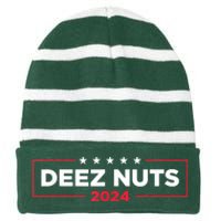 Deez Nuts 2024 Humorous Meme Campaign Striped Beanie with Solid Band