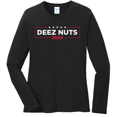 Deez Nuts 2024 Humorous Meme Campaign Novelty Ladies Long Sleeve Shirt