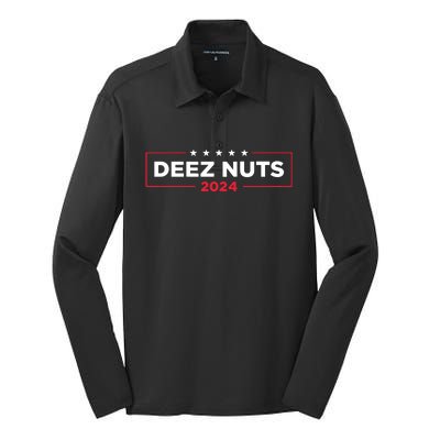 Deez Nuts 2024 Humorous Meme Campaign Women Novelty Silk Touch Performance Long Sleeve Polo