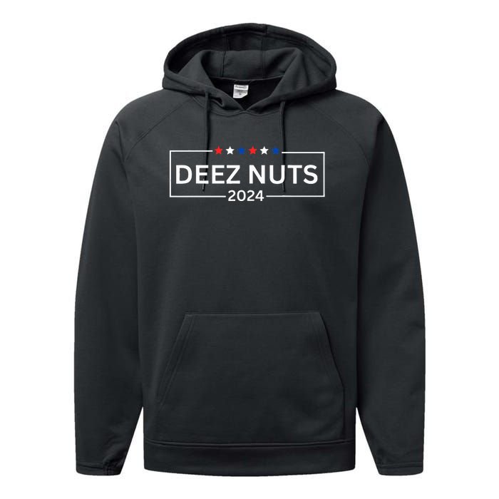 Deez Nuts 2024  Funny 2024 Presidential Election Performance Fleece Hoodie