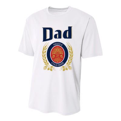 Dad Needs A Cold Beer Youth Performance Sprint T-Shirt