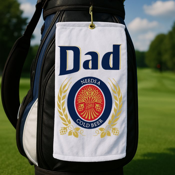 Dad Needs A Cold Beer Golf Towel