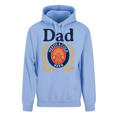 Dad Needs A Cold Beer Funny Fathers Day Unisex Surf Hoodie