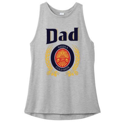 Dad Needs A Cold Beer Ladies PosiCharge Tri-Blend Wicking Tank