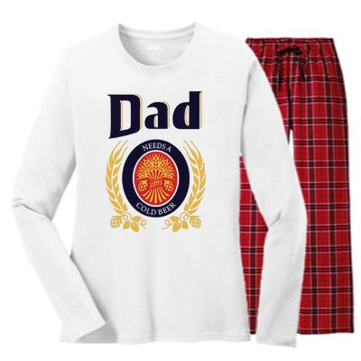 Dad Needs A Cold Beer Women's Long Sleeve Flannel Pajama Set 