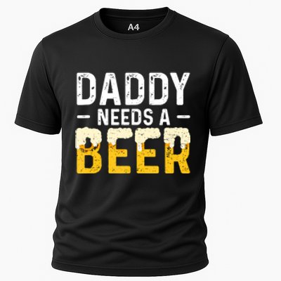 Daddy Needs A Beer Funny Vintage Cooling Performance Crew T-Shirt