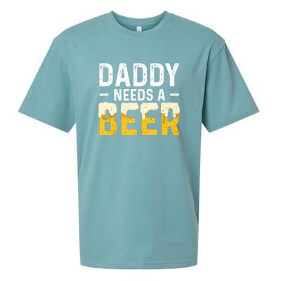 Daddy Needs A Beer Funny Vintage Sueded Cloud Jersey T-Shirt