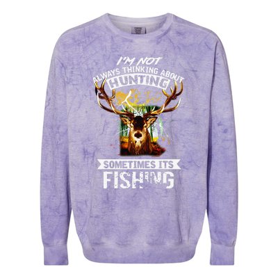 Deer Not Always Thinking About Hunting Sometimes Fishing Colorblast Crewneck Sweatshirt