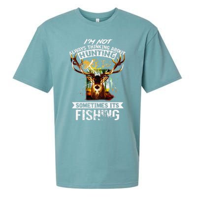 Deer Not Always Thinking About Hunting Sometimes Fishing Sueded Cloud Jersey T-Shirt