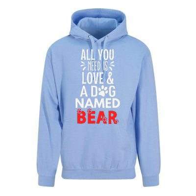 Dog Name Bear Design All You Need Is Love! Unisex Surf Hoodie