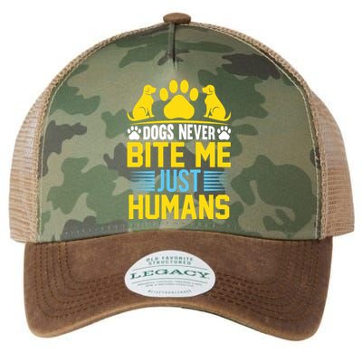 DOGS NEVER BITE ME JUST HUMANS Legacy Tie Dye Trucker Hat