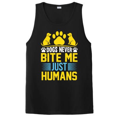 DOGS NEVER BITE ME JUST HUMANS PosiCharge Competitor Tank