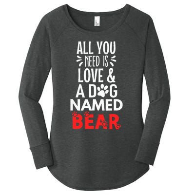 Dog Name Bear Design All You Need Is Love Women's Perfect Tri Tunic Long Sleeve Shirt