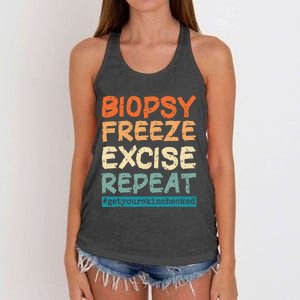 Dermatology Nurse Biopsy Freeze Excise Repeat Women's Knotted Racerback Tank