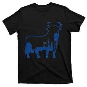 Durham Nc City Skyline Standing Bull Silhouette T-Shirt