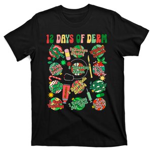 Dermatology Nurse Christmas 12 Days Of Derm Funny T-Shirt