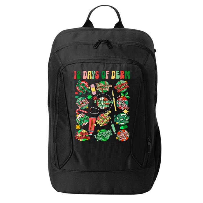 Dermatology Nurse Christmas 12 Days Of Derm Funny City Backpack