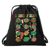 Dermatology Nurse Christmas 12 Days Of Derm Funny Drawstring Bag