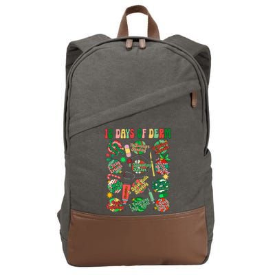 Dermatology Nurse Christmas 12 Days Of Derm Funny Cotton Canvas Backpack