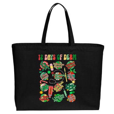 Dermatology Nurse Christmas 12 Days Of Derm Funny Cotton Canvas Jumbo Tote