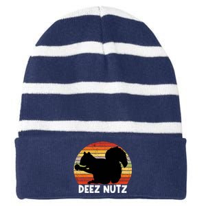 Deez Nutz Christmas Gopher Funny Saying Ugly Xmas Striped Beanie with Solid Band