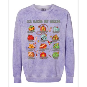 Dermatology Nurse Christmas 12 Days Of Derm Dermatologists Gift Colorblast Crewneck Sweatshirt