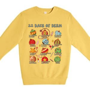 Dermatology Nurse Christmas 12 Days Of Derm Dermatologists Gift Premium Crewneck Sweatshirt