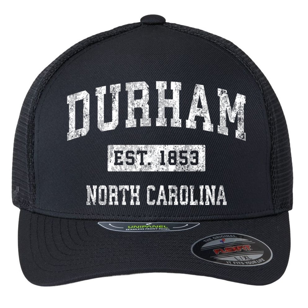Durham North Carolina Nc Vintage Sports Flexfit Unipanel Trucker Cap