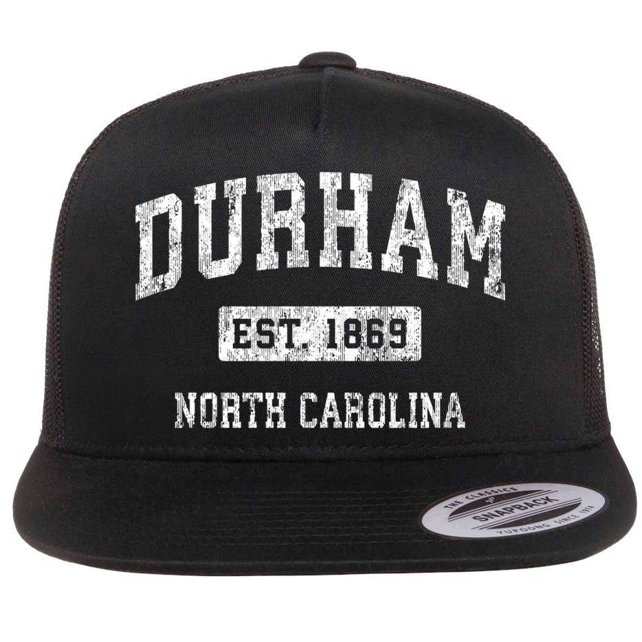 Durham North Carolina Nc Vintage Established Sports Flat Bill Trucker Hat