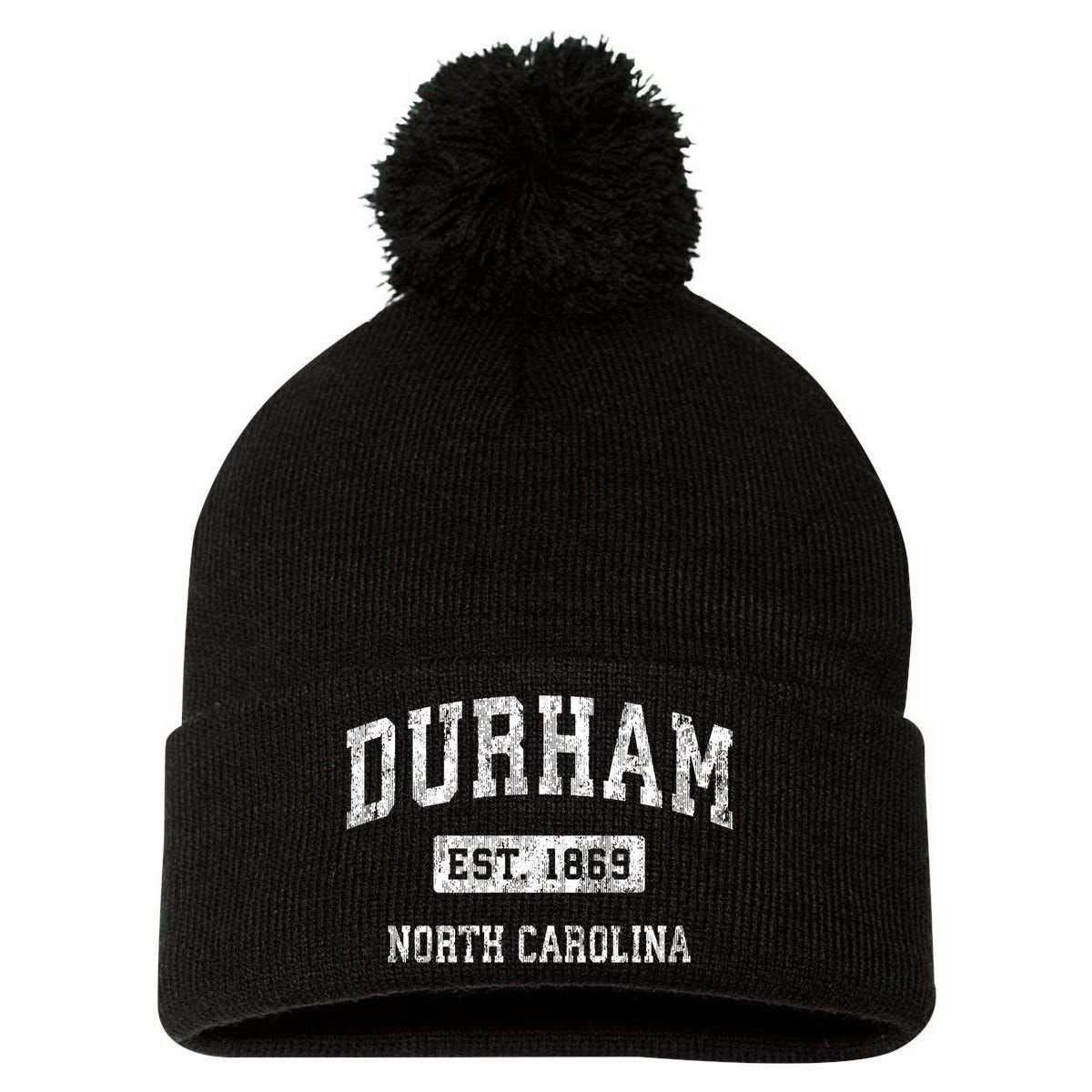 Durham North Carolina Nc Vintage Established Sports Pom Pom 12in Knit Beanie