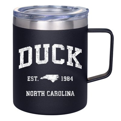 Duck North Carolina Nc Vintage Athletic Black Sports 12oz Stainless Steel Coffee Mug