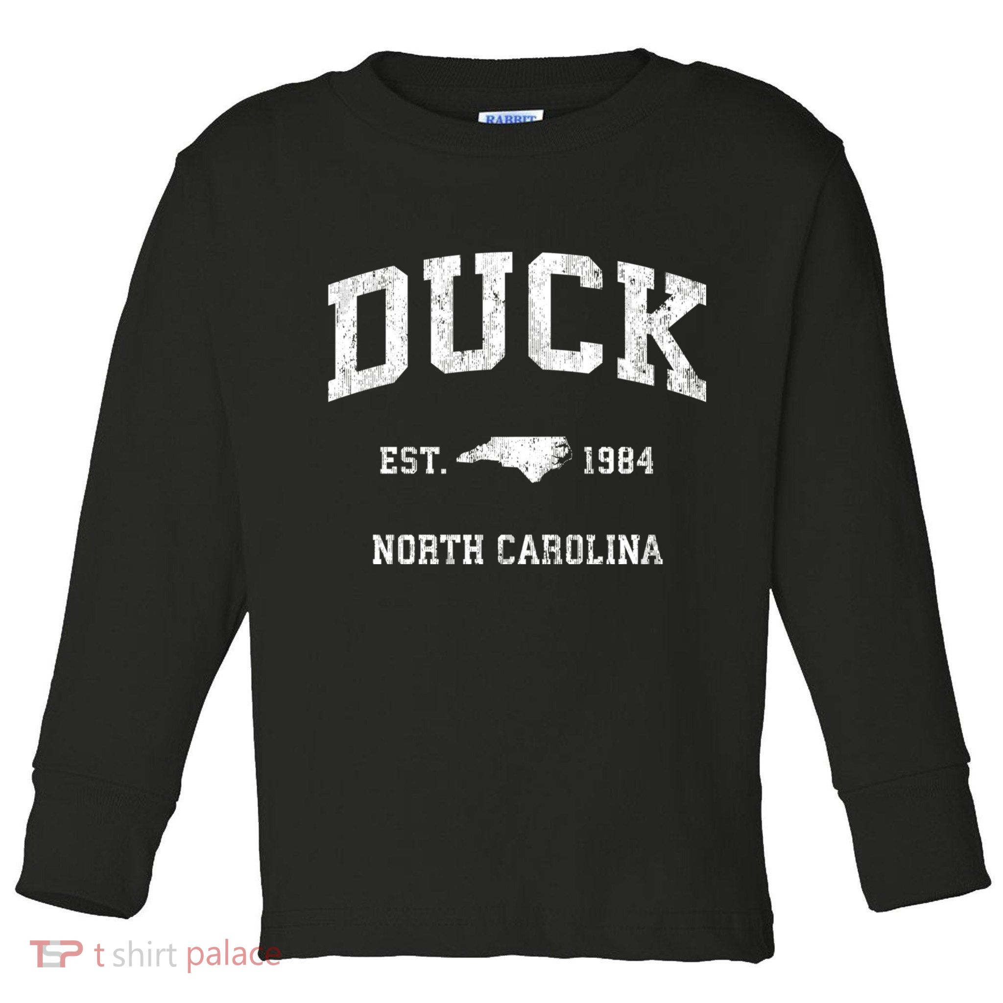 Duck North Carolina Nc Vintage Athletic Black Sports Toddler Long Sleeve Shirt