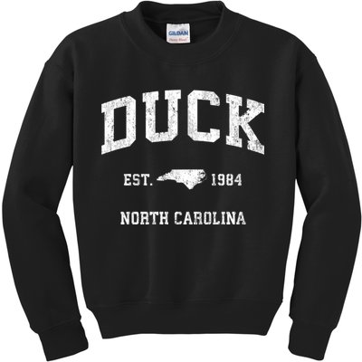 Duck North Carolina Nc Vintage Athletic Black Sports Kids Sweatshirt