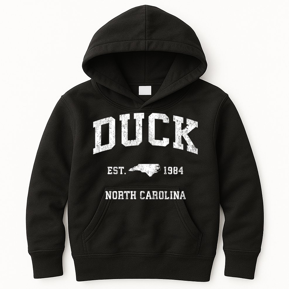 Duck North Carolina Nc Vintage Athletic Black Sports Kids Hoodie