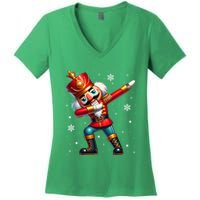 Dabbing Nutcracker Christmas Costume Matching Family Pajama Women's V-Neck T-Shirt