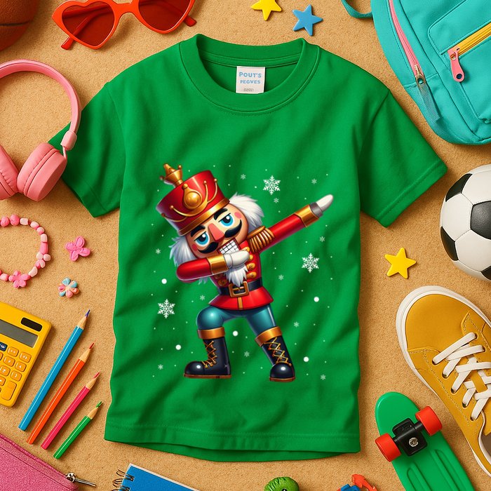 Dabbing Nutcracker Christmas Costume Matching Family Pajama Kids T-Shirt