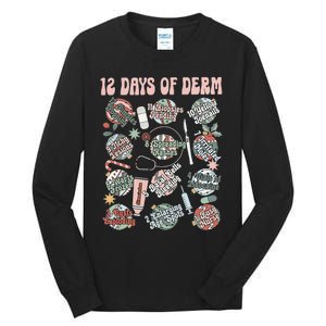 Dermatology Nurse Christmas 12 Days Of Derm Tall Long Sleeve T-Shirt