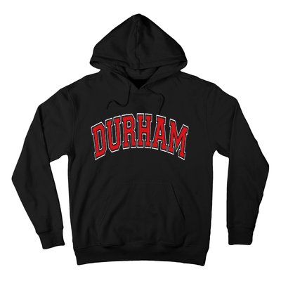 Durham North Carolina NC Varsity Style Red Text Hoodie