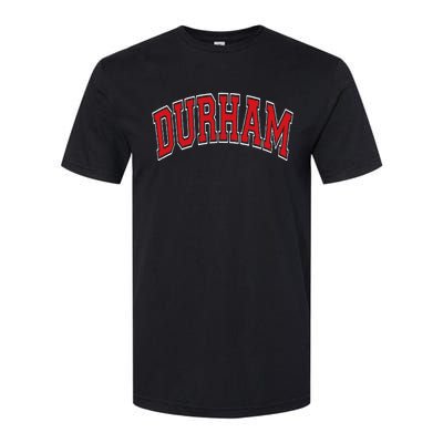 Durham North Carolina NC Varsity Style Red Text Softstyle CVC T-Shirt