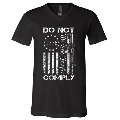 Do Not Comply Ar15 Usa Flag Pro Gun 2nd Amendment V-Neck T-Shirt