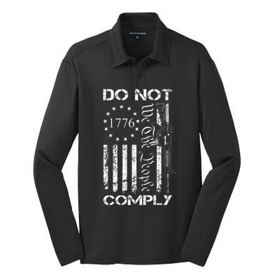 Do Not Comply Ar15 Usa Flag Pro Gun 2nd Amendment Silk Touch Performance Long Sleeve Polo