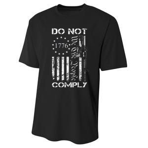 Do Not Comply Ar15 Usa Flag Pro Gun 2nd Amendment Performance Sprint T-Shirt