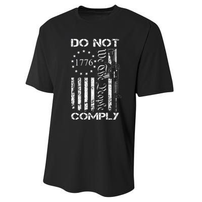 Do Not Comply Ar15 Usa Flag Pro Gun 2nd Amendment Performance Sprint T-Shirt