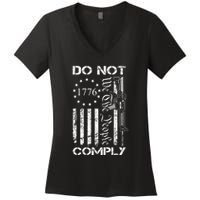 Do Not Comply Ar15 Usa Flag Pro Gun 2nd Amendment Women's V-Neck T-Shirt