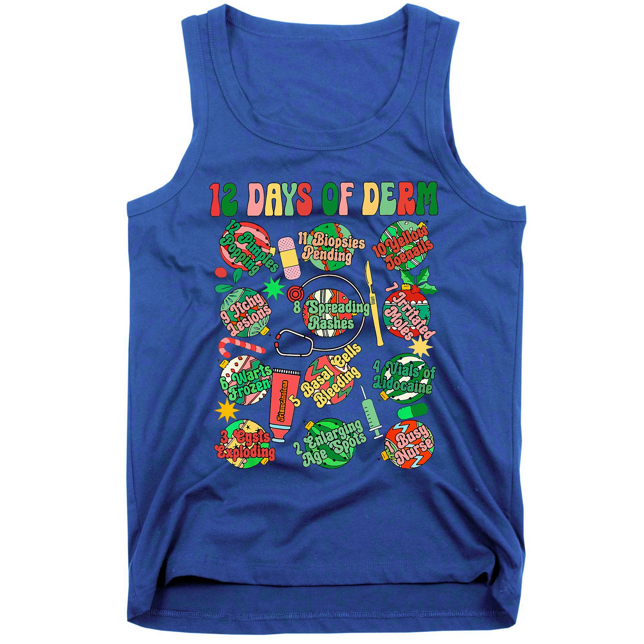 Dermatology Nurse Christmas 12 Days Of Derm Tank Top