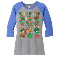 Dermatology Nurse Christmas 12 Days Of Derm Women's Tri-Blend 3/4-Sleeve Raglan Shirt