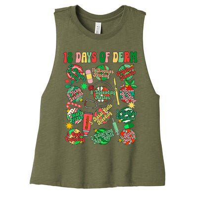 Dermatology Nurse Christmas 12 Days Of Derm Women's Racerback Cropped Tank